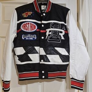 Men's Black and White Varsity Jacket